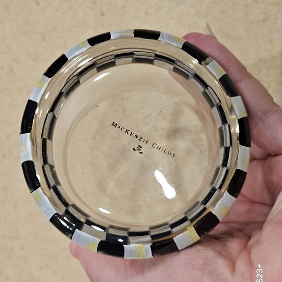 RARE MACKENZIE CHILDS BLACK COURTLY CHECK DOF WHISKEY BAR DRINKING GLASS TUMBLER - Picture 8 of 8